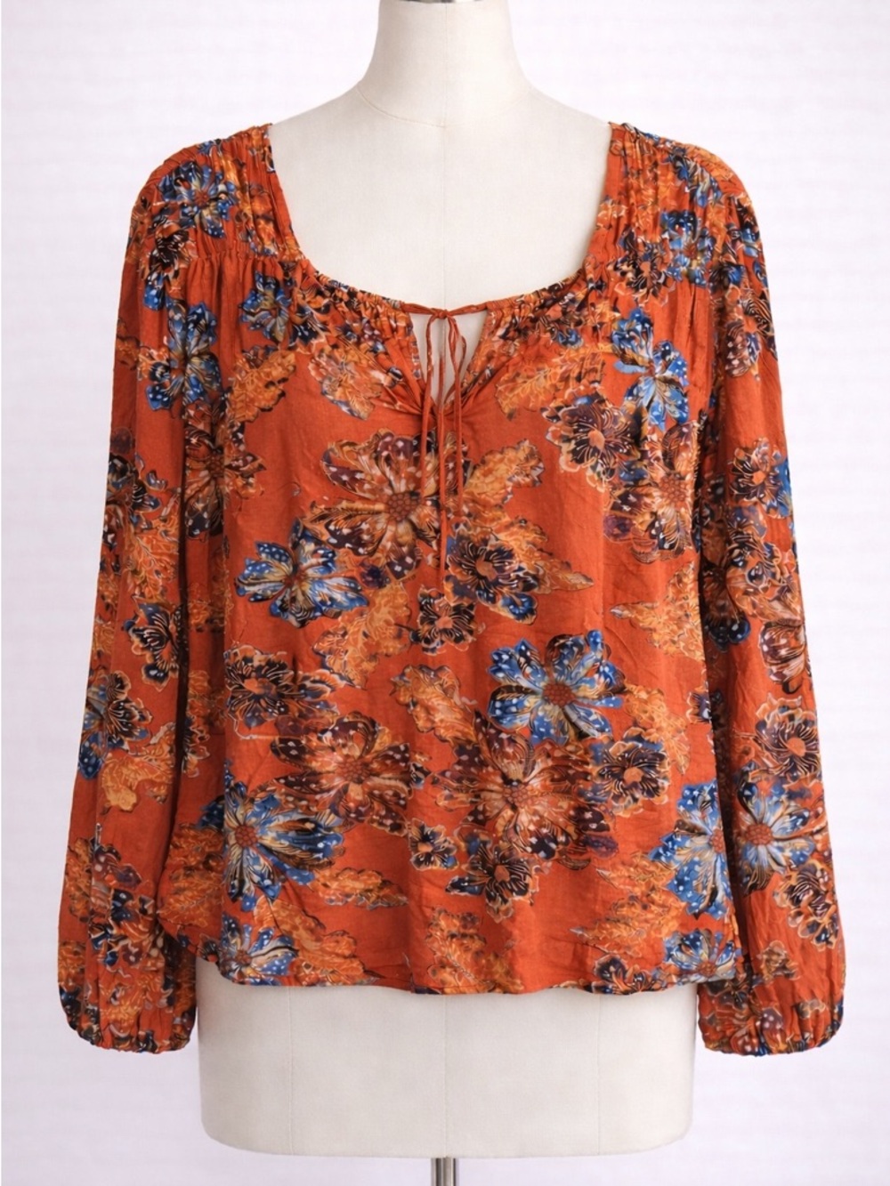 Old Navy Orange Floral Rayon Blouse